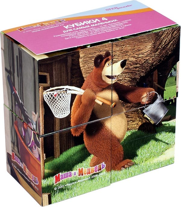 картинка Кубики 4 шт, "Маша и Медведь", StepPuzzle, 87132 от магазина Альфанит в Кунгуре