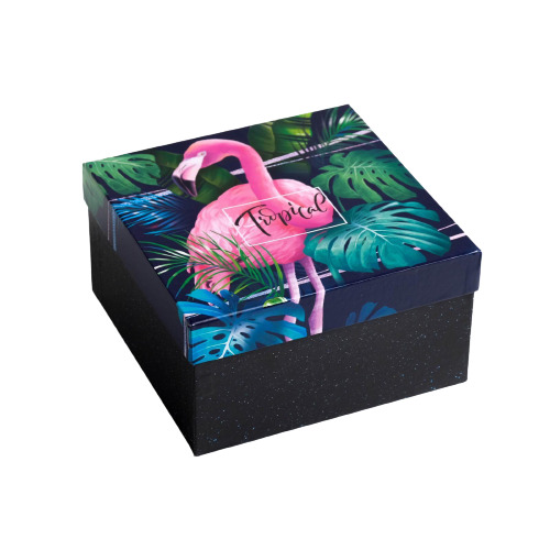 картинка Коробка подарочная квадратная, 20*20*10,5 см, "Фламинго", Дарите счастье, 5285726 от магазина Альфанит в Кунгуре