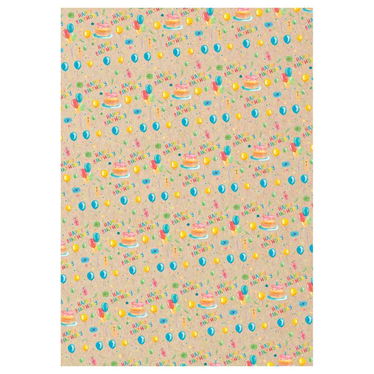 картинка Бумага упаковочная крафтовая, 70*100 см, 70 г/м2, "Happy birthday", MESHU, MS_62814 от магазина Альфанит в Кунгуре