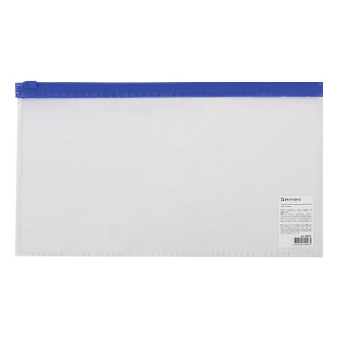 картинка Папка-конверт на молнии, 250*135 мм, прозрачный,  BRAUBERG, 226032 от магазина Альфанит в Кунгуре