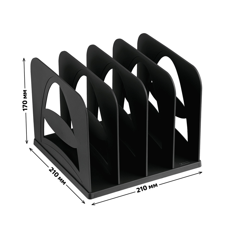картинка Лоток для бумаг вертикальный 4 отдела, 210*210*170 мм, пластик, черный, сборный, СТАММ, СО02 от магазина Альфанит в Кунгуре