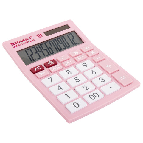 картинка Калькулятор настольный, 12 разрядов, 19,2*14,3 см, розовый, "ULTRA PASTEL-12-PK", BRAUBERG, 250503 от магазина Альфанит в Кунгуре