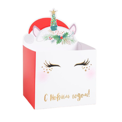 картинка Коробка подарочная складная, 12*19*10 см, "С новым годом. Единорог", 5287571 от магазина Альфанит в Кунгуре