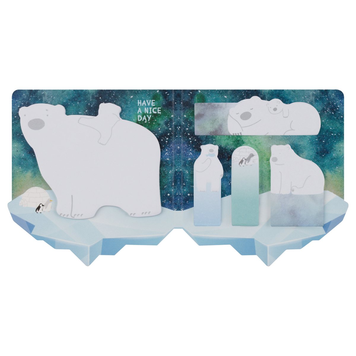 картинка Закладки-флажки самоклеящиеся, 20 л, 5 цв, бумага, "Polar Bears", MESHU, MS_64890 от магазина Альфанит в Кунгуре
