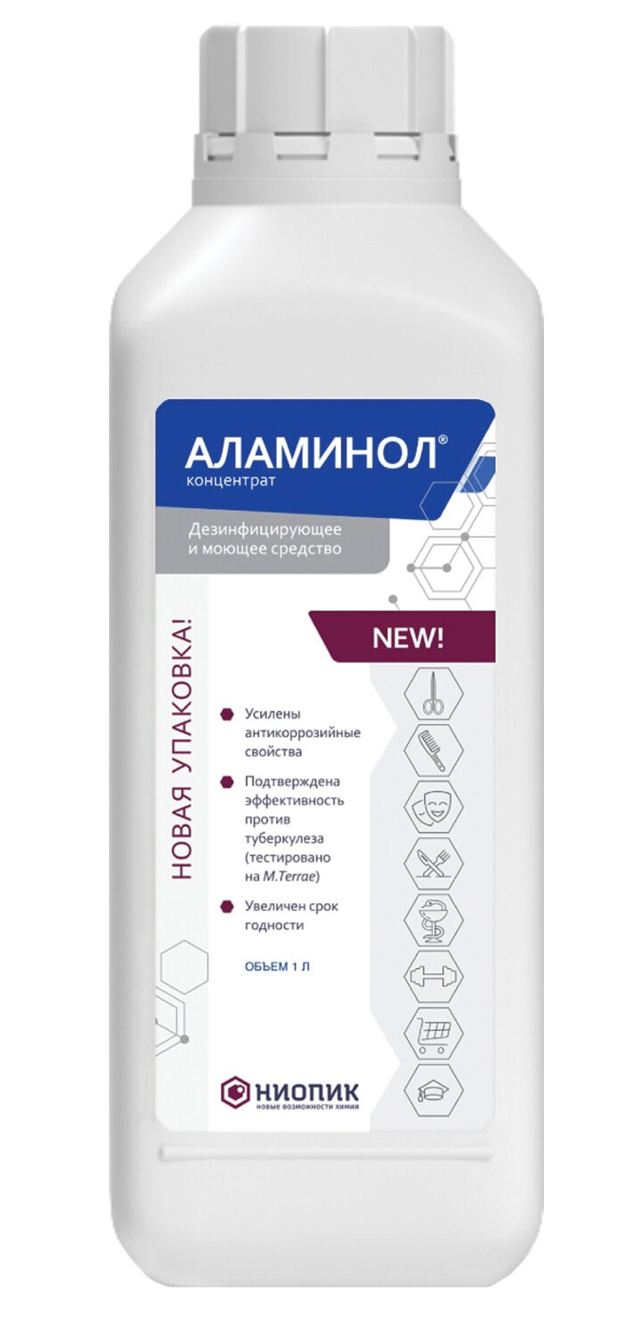 картинка Средство дезинфицирующее, 1 л, бутыль, концентрат, "Аламинол", 601594 от магазина Альфанит в Кунгуре