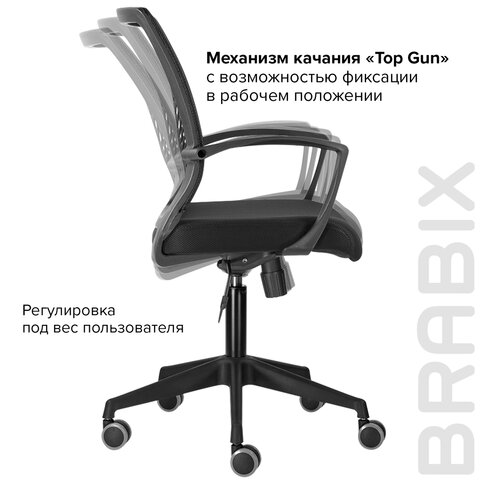 картинка Кресло офисное BRABIX "Wings MG-309", текстиль, черный, хром, сетка, 532015 от магазина Альфанит в Кунгуре