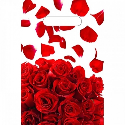картинка Пакет, 20*30 см, вырубная ручка, полиэтилен, "Лирика. Розы" от магазина Альфанит в Кунгуре