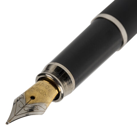 картинка Ручка подарочная перьевая, 0,8 мм, синяя, корп. черный, "Larghetto", BRAUBERG, 143477 от магазина Альфанит в Кунгуре