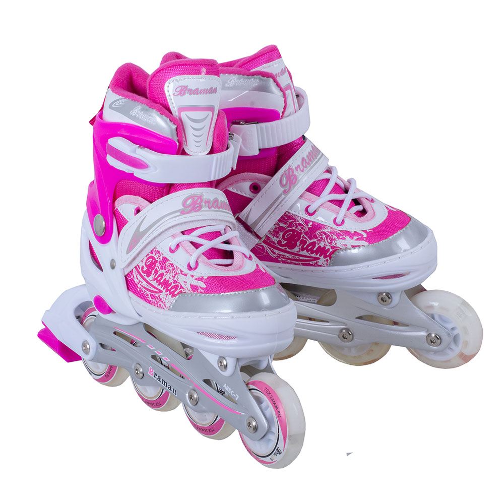 картинка Ролики раздвижные, размер 30-34, алюминиевая рама, мягкий ботинок, светящиеся колеса, 1050096 от магазина Альфанит в Кунгуре