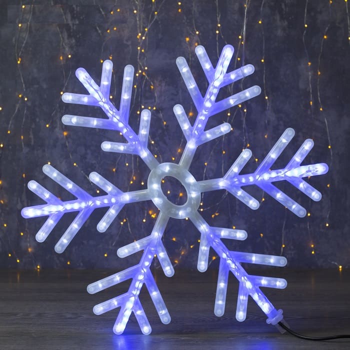 картинка Электропланшет "Снежинка" d=60 см, пластик, 196 LED, бегущий эффект, 220V, бело-синий, 3612475 от магазина Альфанит в Кунгуре