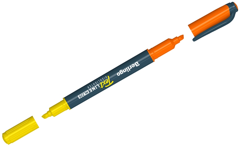 картинка Текстовыделитель двусторонный, 0,5-4 мм, желтый/оранжевый, "Textline HL220", Berlingo, T2035 от магазина Альфанит в Кунгуре