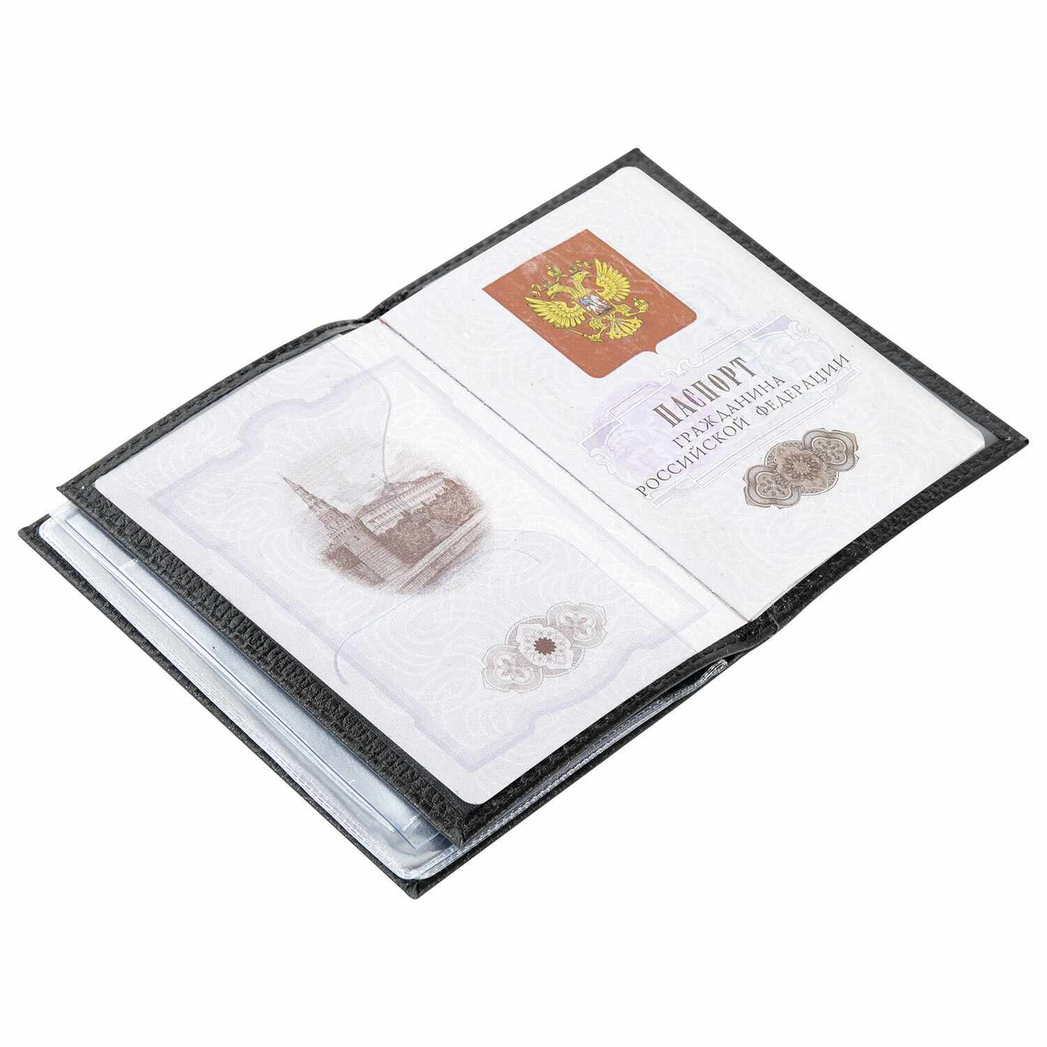 картинка Обложка для паспорта, кожа натуральная, черный, "Documents", BRAUBERG, 238193 от магазина Альфанит в Кунгуре