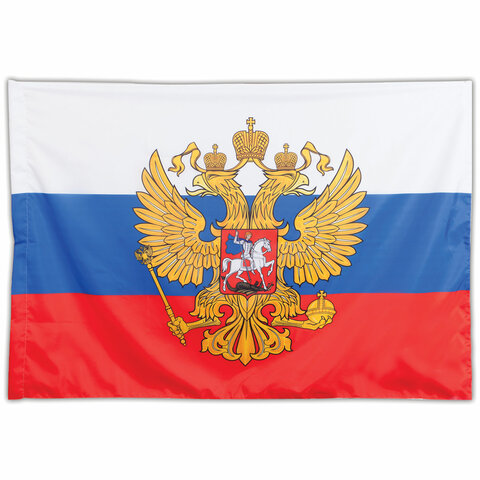 картинка Флаг, 90*135 см, с гербом РФ, "Россия", 550178 от магазина Альфанит в Кунгуре