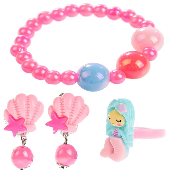 картинка Набор детской бижутерии, серьги, браслет, кольцо, "Русалка", R3-17 от магазина Альфанит в Кунгуре