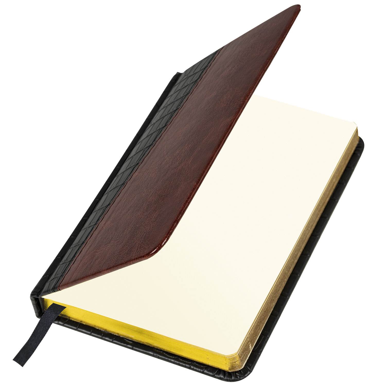 картинка Ежедневник недатированный, А6, 160 л, черный/коричневый, золотой срез, "Cayman", BRAUBERG, 125102 от магазина Альфанит в Кунгуре