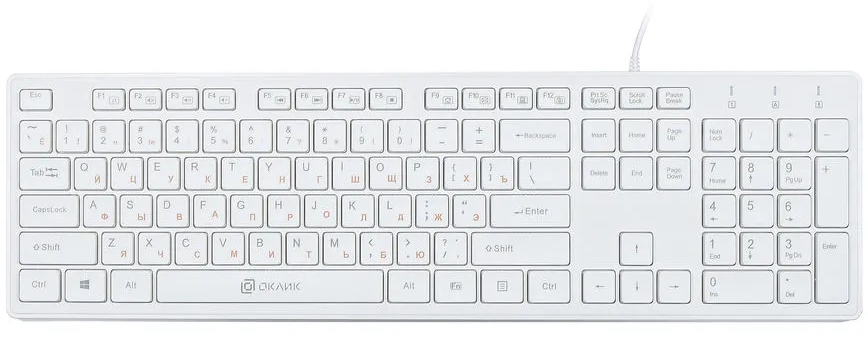 картинка Клавиатура проводная Oklick 500M, USB, белый, 1061586 от магазина Альфанит в Кунгуре