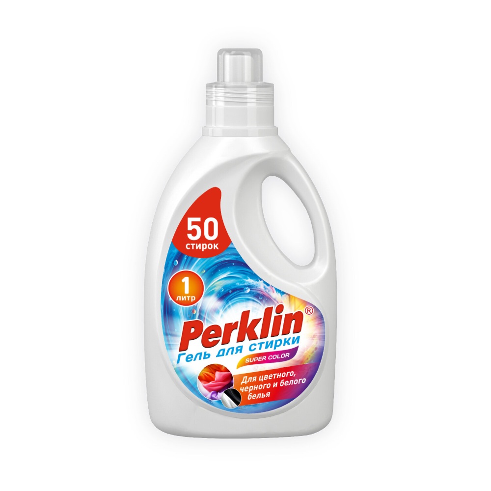картинка Средство для стирки жидкое, 1 л, гель, бутыль, 50 стирок, "Super Color", PERKLIN, 609778 от магазина Альфанит в Кунгуре