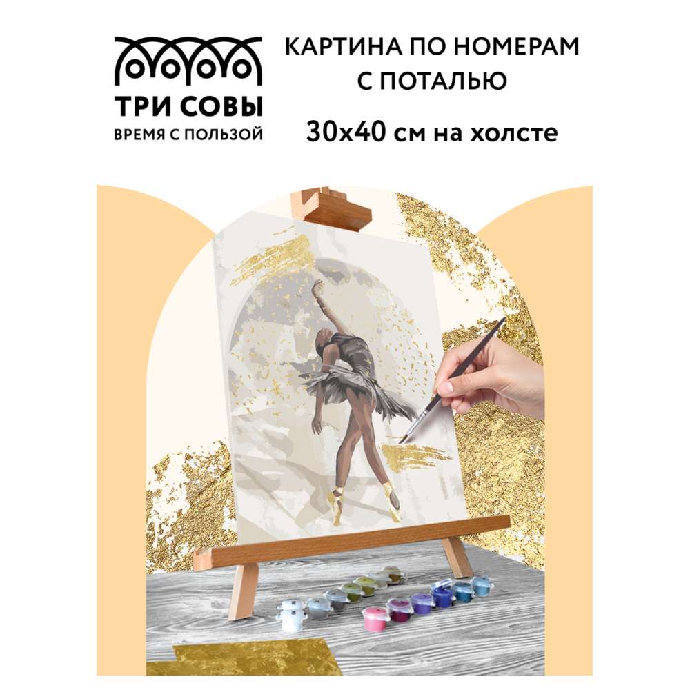картинка Картина по номерам, 30*40 см, на подрамнике, с поталью, "Балерина", Три совы, КХп_48135 от магазина Альфанит в Кунгуре