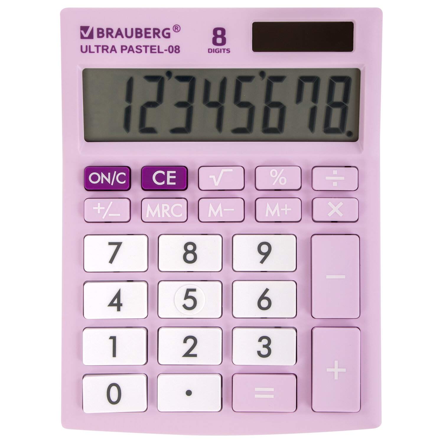 картинка Калькулятор настольный, 8 разрядов, 15,4*11,5 см, двойное питание, сиреневый, "ULTRA PASTEL-08-LG", BRAUBERG, 250516 от магазина Альфанит в Кунгуре