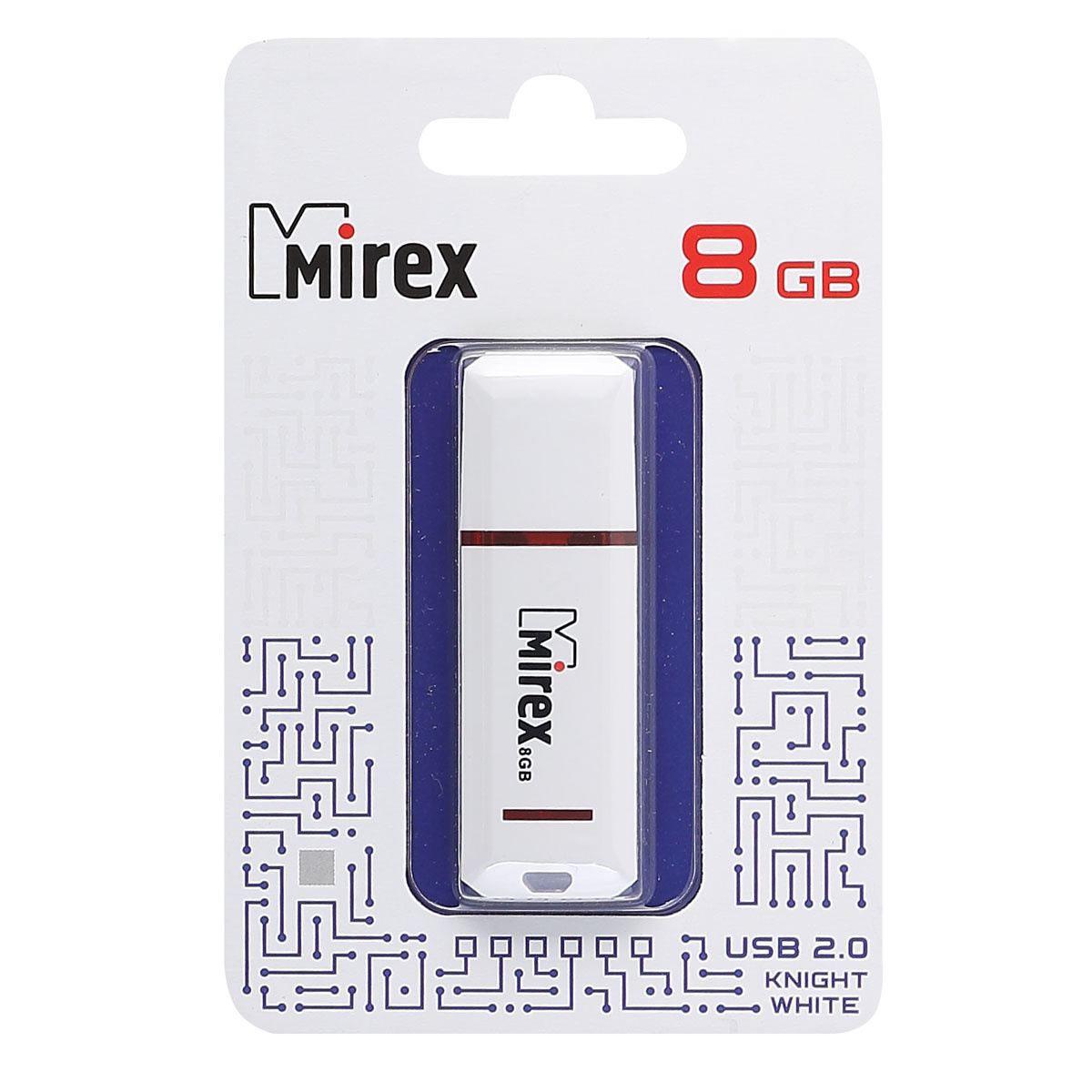 картинка Флеш-диск Mirex 8 GB USB 2.0, Knight, белый, FMUKWH08 от магазина Альфанит в Кунгуре