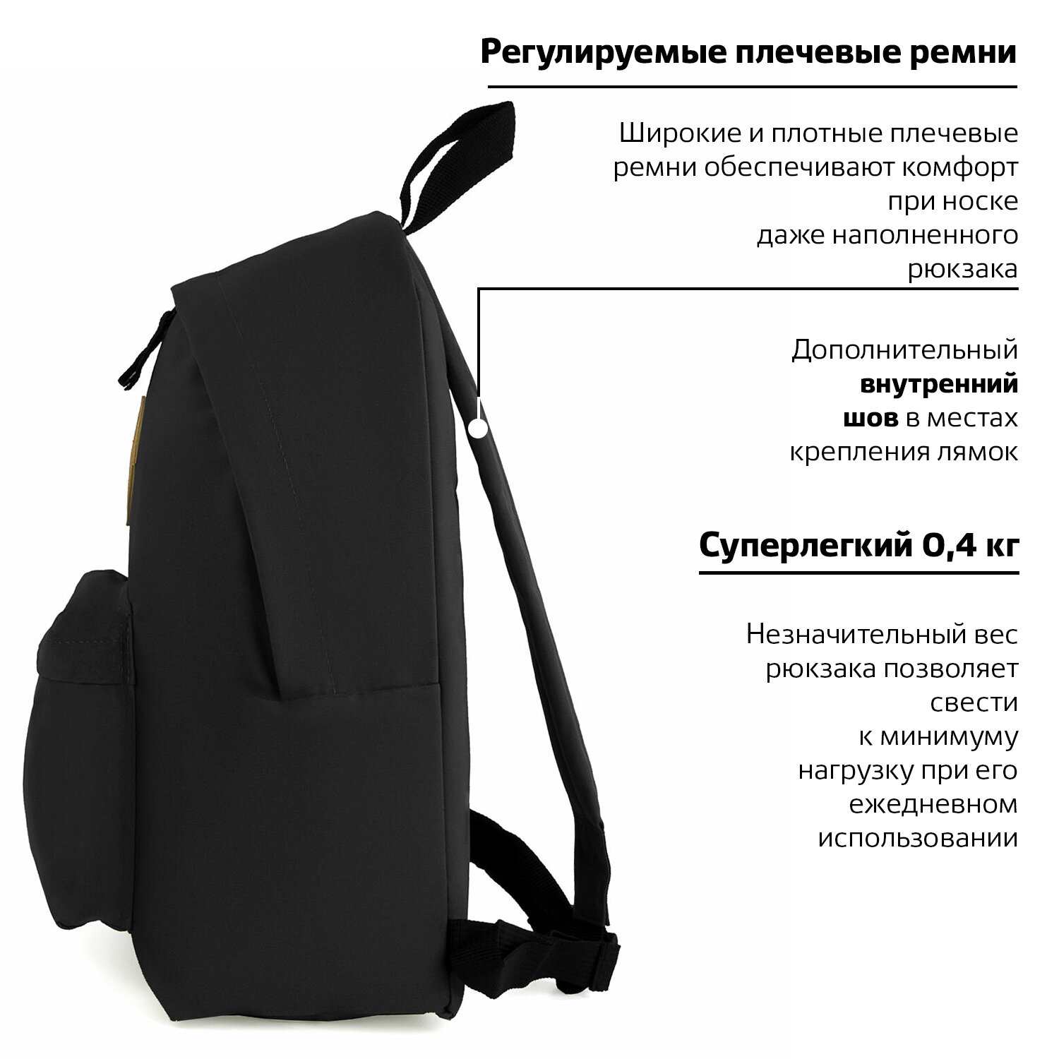 картинка Рюкзак, 1 отдел, 1 карман, 41*32*14 см, полиэстер, черный, мягкая спинка, "Сити-формат", BRAUBERG, 225381 от магазина Альфанит в Кунгуре