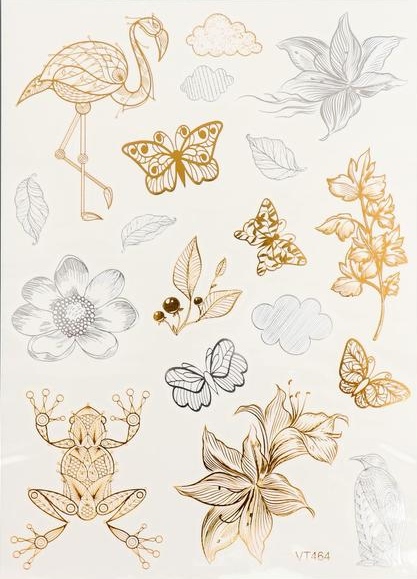 картинка Татуировки переводные, 21*15 см, "Птицы, бабочки и цветы", 6302347 от магазина Альфанит в Кунгуре