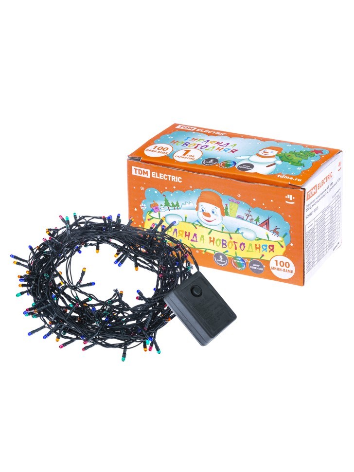 картинка Гирлянда нить, 5 м, 8 режимов, мультицвет, 100LED, TDM, SQ0361-0005 от магазина Альфанит в Кунгуре