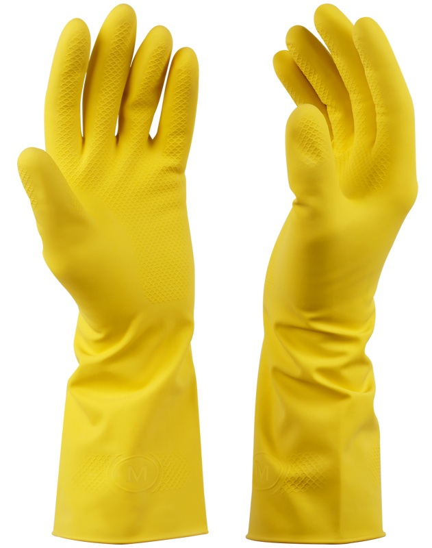 картинка Перчатки резиновые, 1 пара, размер M, желтый, Vega, 299046 от магазина Альфанит в Кунгуре