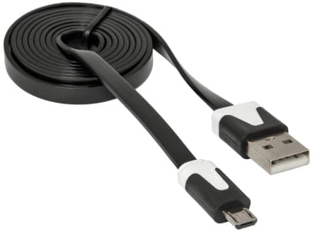 картинка Кабель USB-microB 1м DefenderUSB08-03P плоский черный от магазина Альфанит в Кунгуре