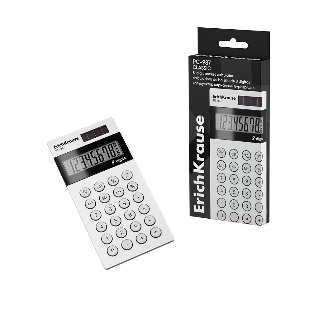 картинка Калькулятор карманный, 8 разрядов, белый, "PC-987 Classic", Erich Krause, 62009 от магазина Альфанит в Кунгуре