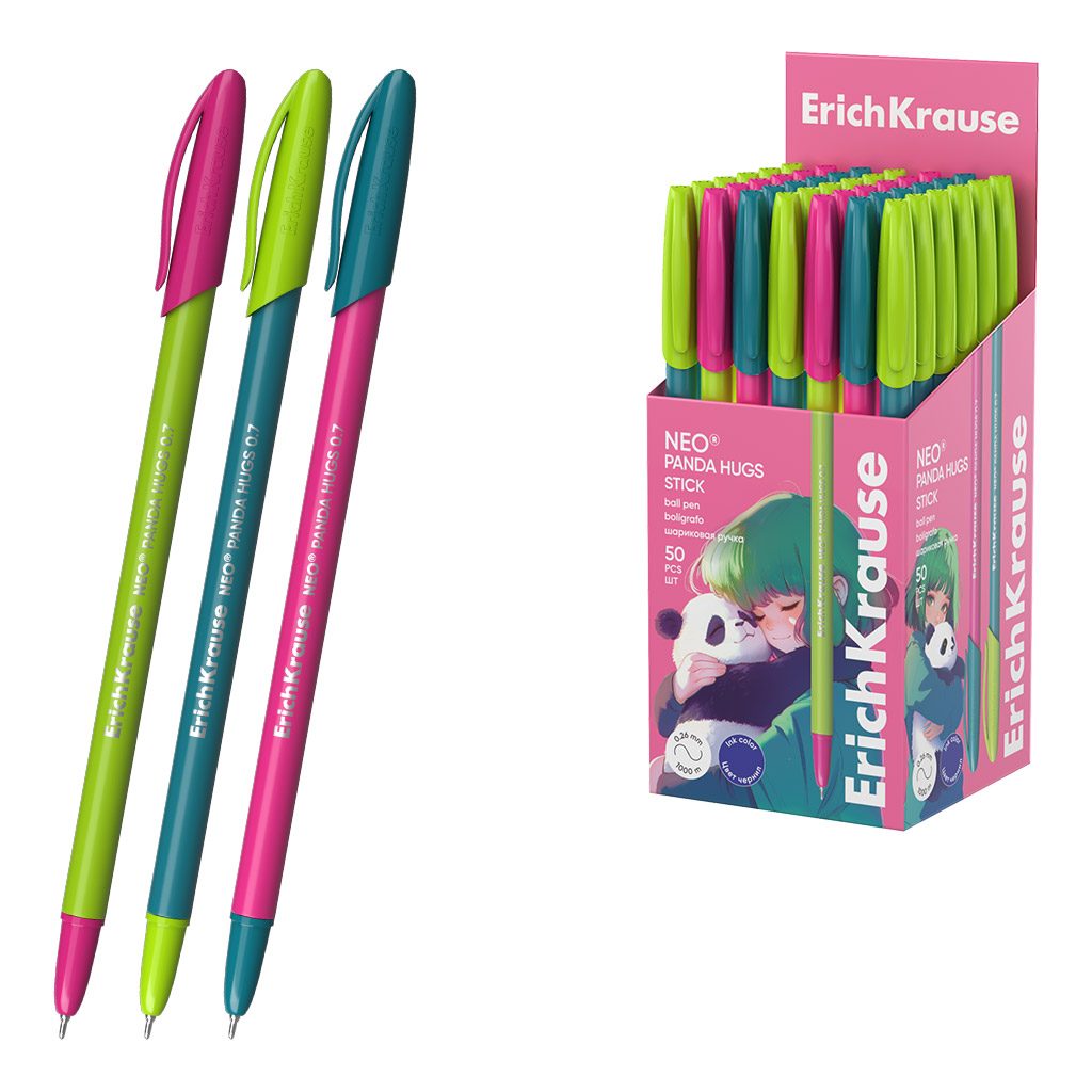 картинка Ручка шариковая, 0,7 мм, синяя, корп. ассорти, "Stick Panda Hugs", Erich Krause, 63101 от магазина Альфанит в Кунгуре