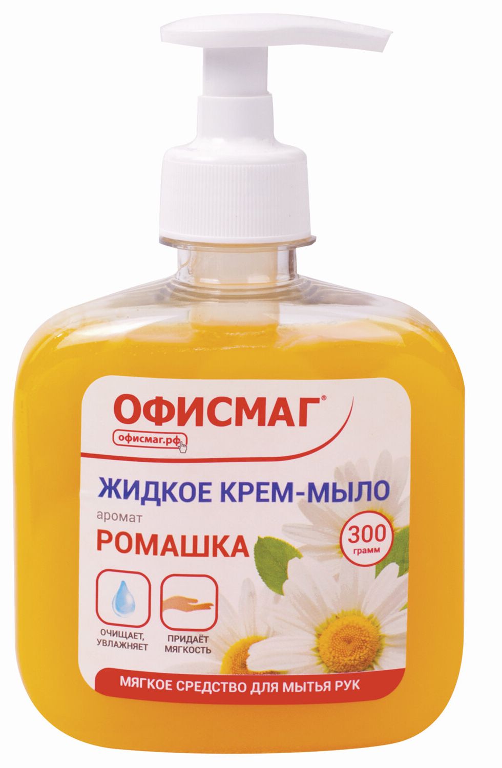 картинка Мыло-крем жидкое, 300 мл, бутыль с дозатором, "Ромашка", ОФИСМАГ, 606783 от магазина Альфанит в Кунгуре
