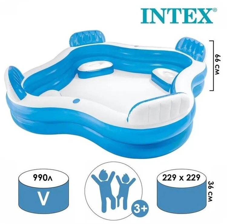 картинка Бассейн надувной, 229*229*66 см, от 3 лет, "Семейный ", Intex, 56475NP от магазина Альфанит в Кунгуре