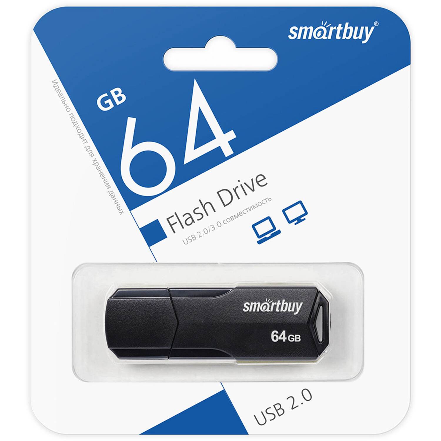картинка Флеш-диск SmartBuy 64 GB, Clue, черный, SB64GBCLU-K от магазина Альфанит в Кунгуре