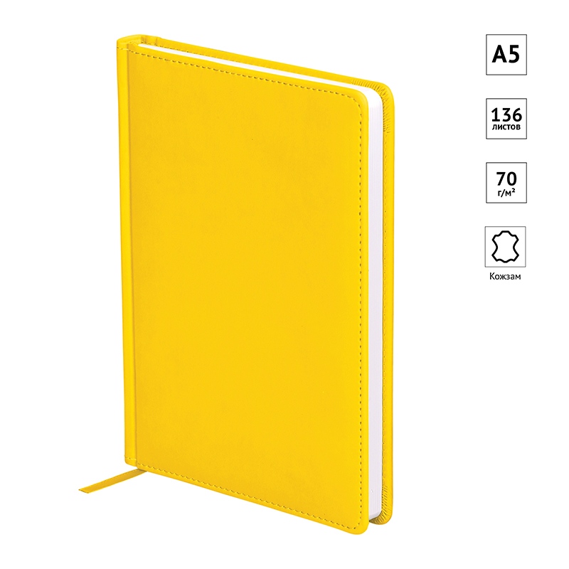 картинка Ежедневник недатированный, А5, 136 л, кожзам, желтый, "Winner", OfficeSpace, En5_12693 от магазина Альфанит в Кунгуре