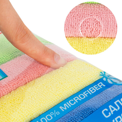картинка Салфетки из микрофибры, 4 шт, 40*40 см, плотные, "Multi Pack Pro Colour 40", LAIMA, 607793 от магазина Альфанит в Кунгуре