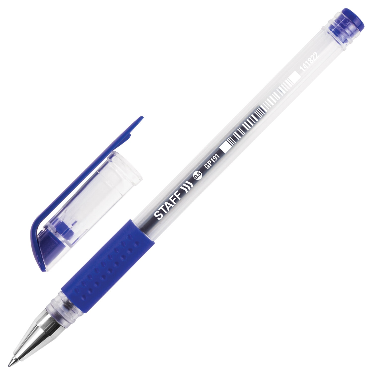 картинка Ручка гелевая, 0,5 мм, синяя, грип, STAFF, 141822 от магазина Альфанит в Кунгуре