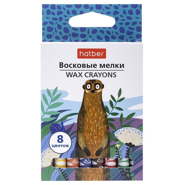 картинка Мелки восковые, 8 цв, 8 шт, круглый корпус, "Сурикат", Hatber, CR_086140 от магазина Альфанит в Кунгуре