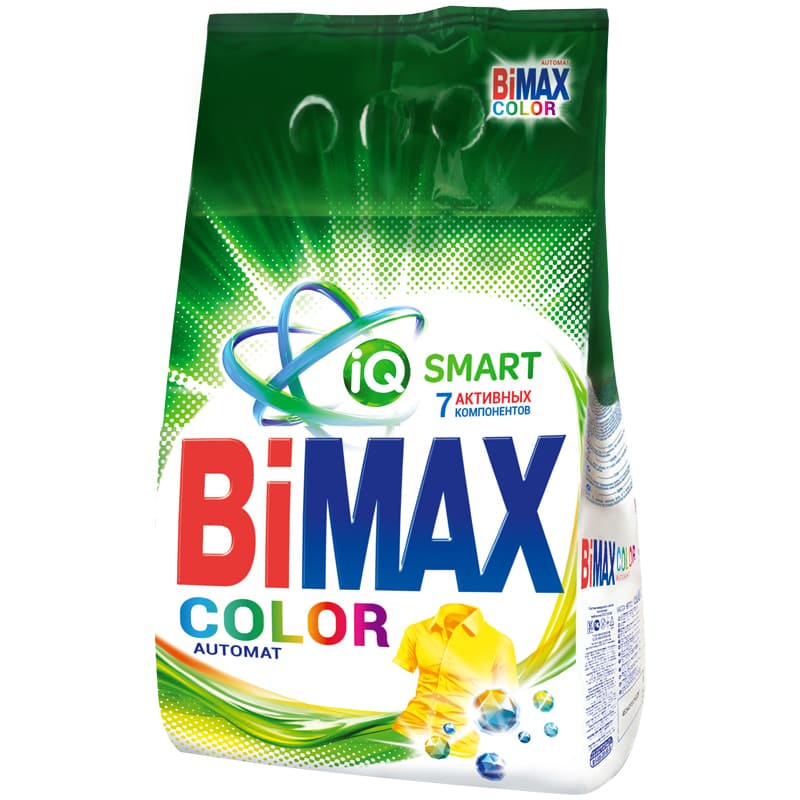 картинка Порошок стиральный 3 кг, пакет, "Color автомат", BiMAX от магазина Альфанит в Кунгуре