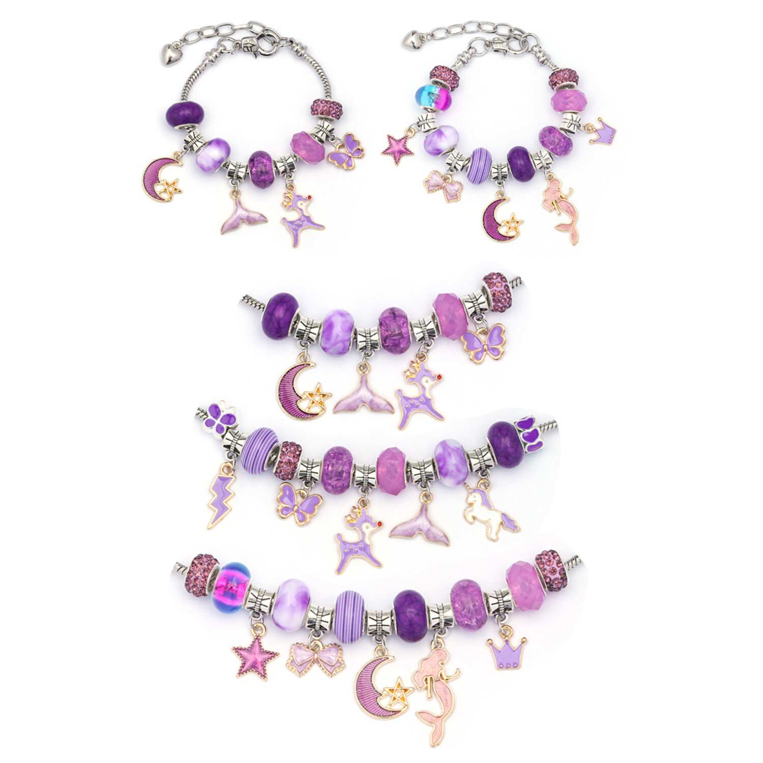 картинка Набор для создания бижутерии, 66 шт, бусины, основа для украшений, шармы, "Аметист", BRAUBERG KIDS, 665295 от магазина Альфанит в Кунгуре