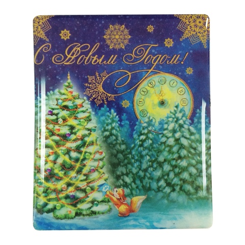 картинка Магнит новогодний, 5*6 см, "Белочка в лесу", 38371 от магазина Альфанит в Кунгуре