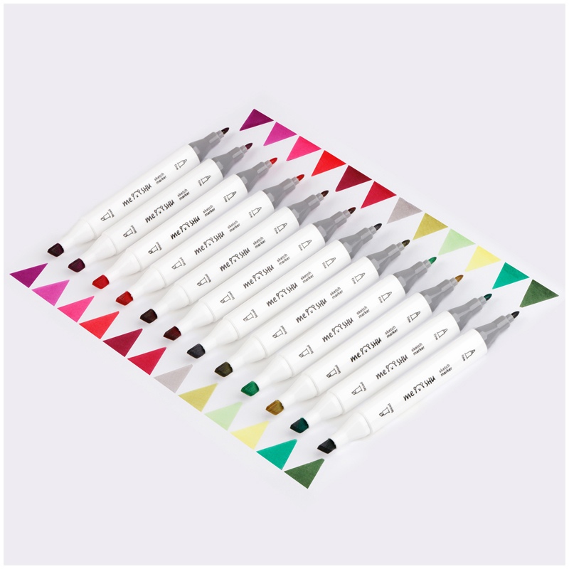 картинка Скетч-маркеры двусторонние, 12 цв, 12 шт, трехгранный корпус, цветочная гамма, MESHU, MS_38261 от магазина Альфанит в Кунгуре