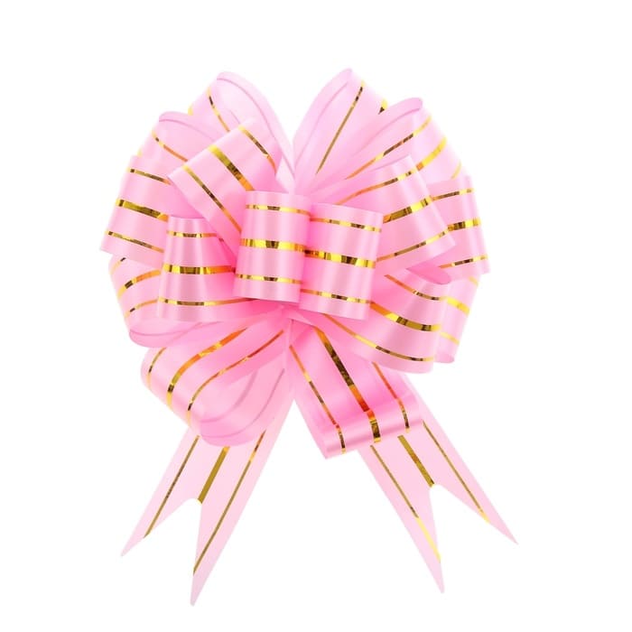 картинка Бант-шар, 3 см, три золотых полосы, розовый, 848933 от магазина Альфанит в Кунгуре