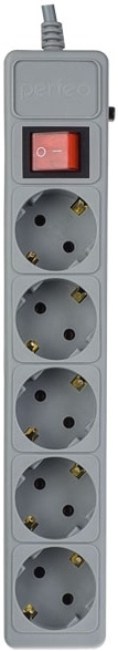 картинка Сетевой фильтр Perfeo Power+, 5 розеток, 5,0 м, серый, выключатель, с заземлением, PF_A4663 от магазина Альфанит в Кунгуре