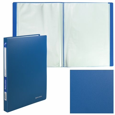картинка Папка 40 файлов, А4, 0,6 мм, синий, "Office", BRAUBERG, 222634 от магазина Альфанит в Кунгуре
