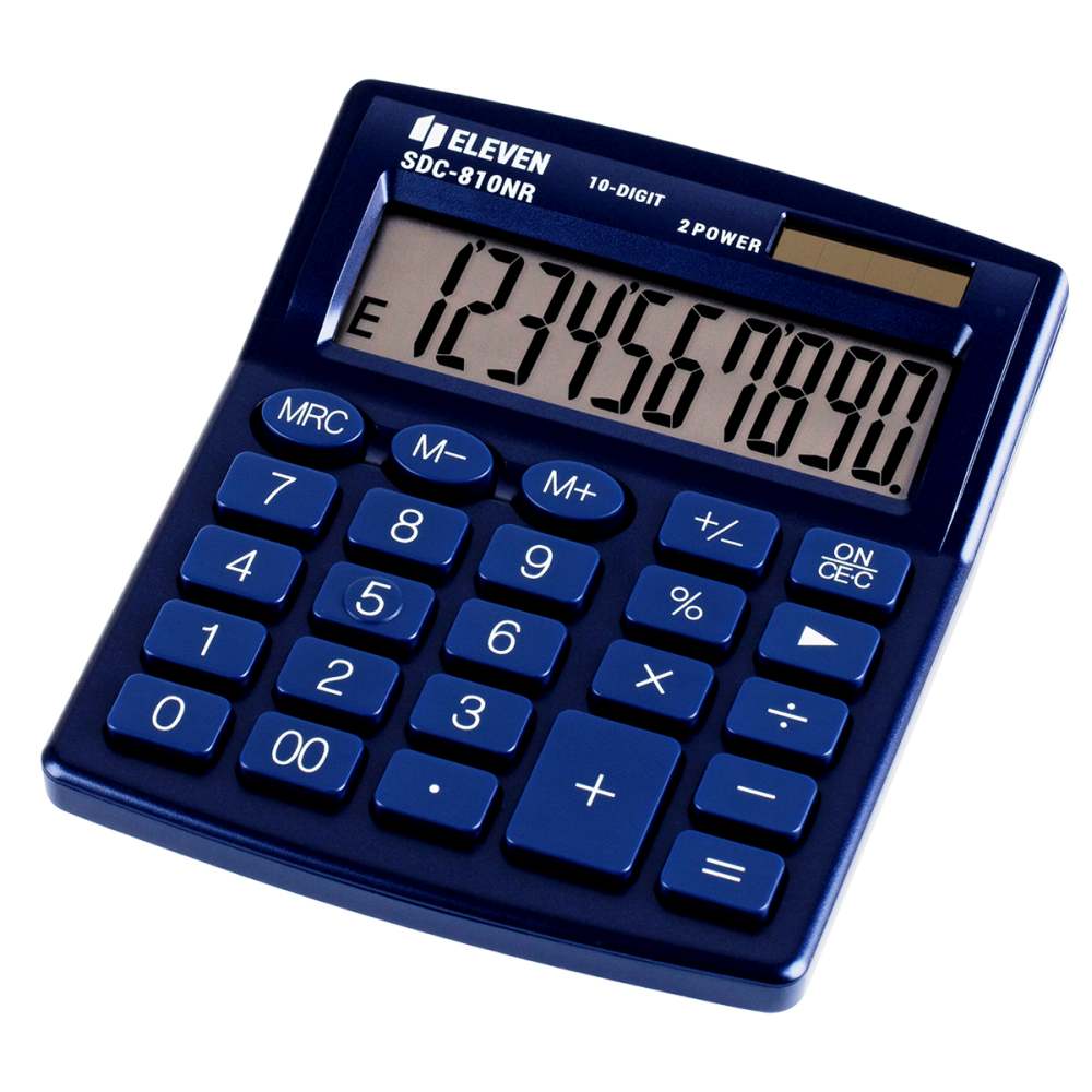 картинка Калькулятор настольный, 10 разрядов, 12,7*10,5*2,1 см, двойное питание, темно-синий, Eleven, SDC-810NR-NV от магазина Альфанит в Кунгуре