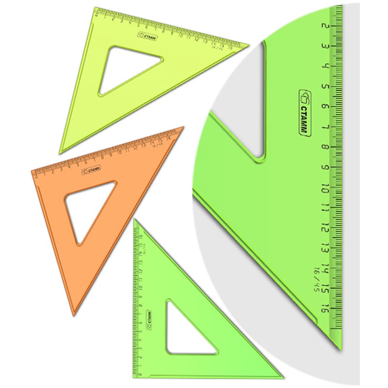 картинка Треугольник 45°, 16 см, пластик, флуоресцентный, ТК57 от магазина Альфанит в Кунгуре