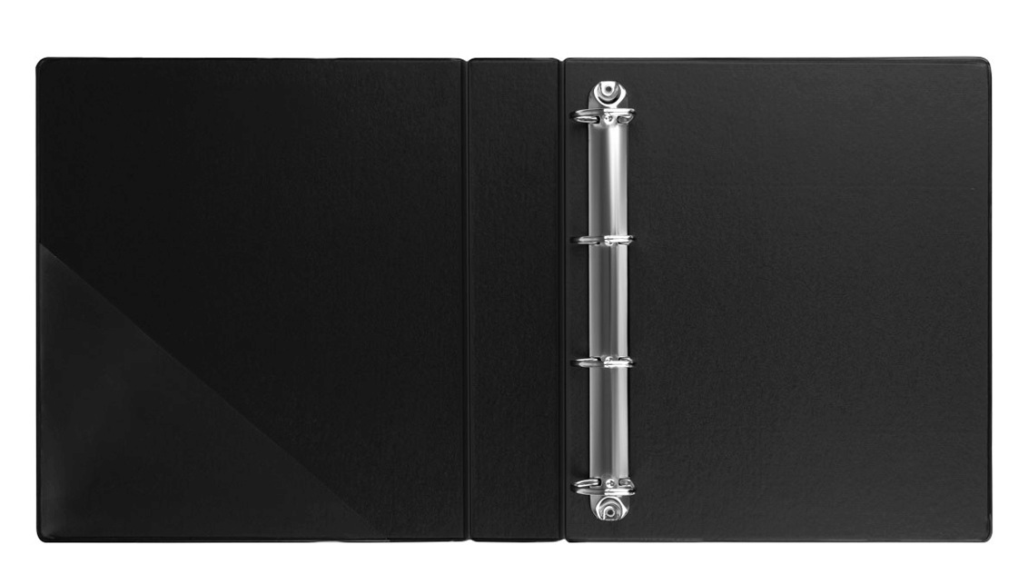 картинка Папка на 4-х кольцах, А4, корешок 65 мм, до 400 л, картон с покрытием ПВХ, черный, с карманом, OfficeSpace, 356661 от магазина Альфанит в Кунгуре