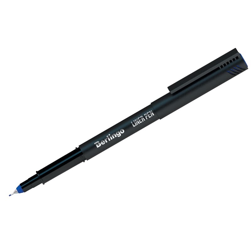 картинка Ручка капиллярная, 0,4 мм, синяя, корп. черный, "Liner pen", Berlingo, CK_40682 от магазина Альфанит в Кунгуре