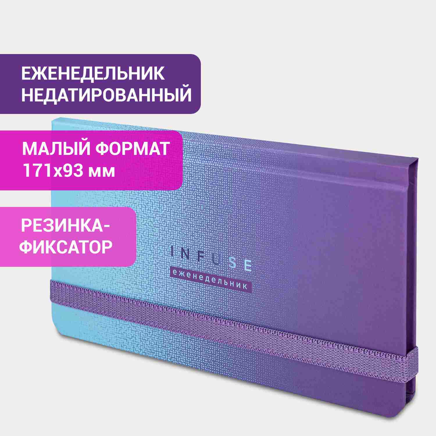 картинка Еженедельник недатированный, А6, 64 л, голубой/сиреневый, "Infuse", BRAUBERG, 114574 от магазина Альфанит в Кунгуре